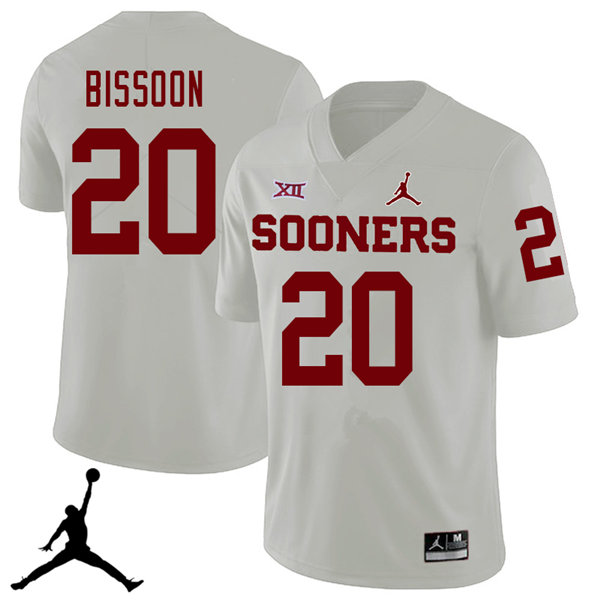 Jordan Brand Men #20 Najee Bissoon Oklahoma Sooners 2018 College Football Jerseys Sale-White